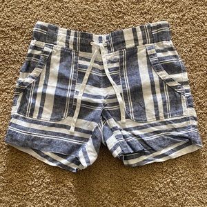 Athleta Blue and White Linen Shorts